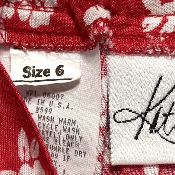 Kathie Lee Button Front Maxi Skirt 6 Red Floral Print Summer Comfy Boho Coastal - Picture 16 of 16